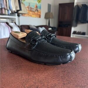 Salvatore Ferragamo Embossed Black Loafers
